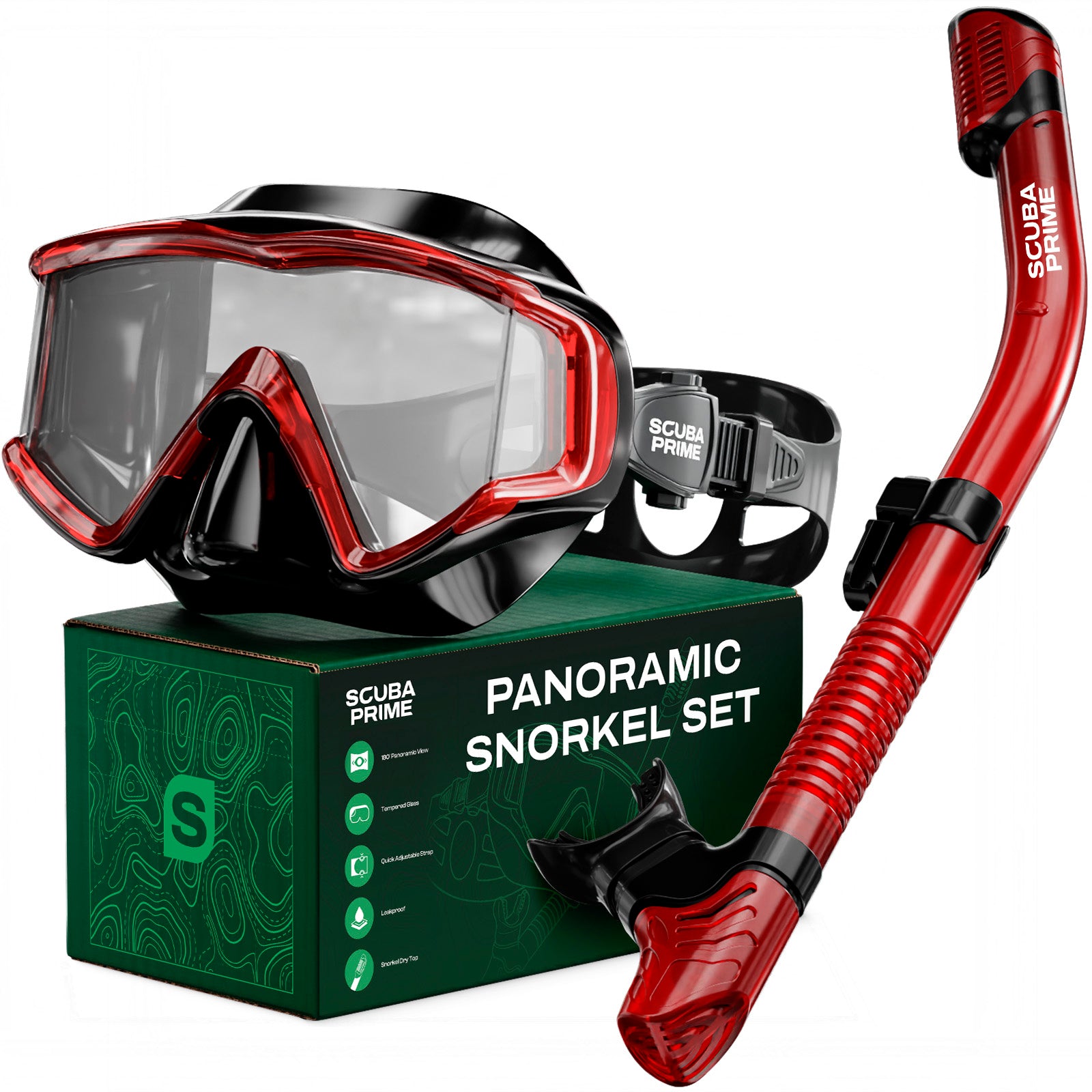 Scuba Prime Pano 3 180° Panoramic Dive Mask, Three-Window Tempered Gla