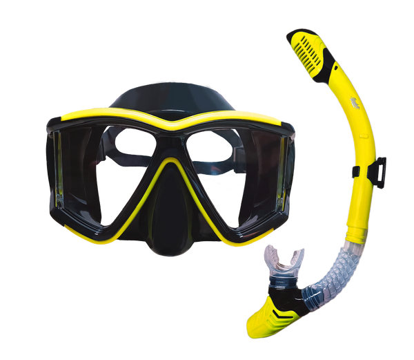 Scuba Prime Pano 3 Window Anti-Fog Dive Mask for Adult- Perfect View Scuba Mask, Snorkel Mask, Diving Mask - Ideal for Scuba Diving, Snorkeling, Freediving, Swimming(Yellow)