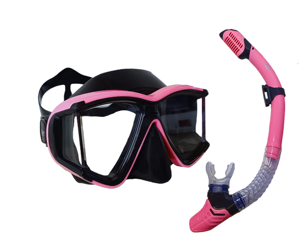 Scuba Prime Pano 3 Window Anti-Fog Dive Mask for Adult- Perfect View Scuba Mask, Snorkel Mask, Diving Mask - Ideal for Scuba Diving, Snorkeling, Freediving, Swimming(Pink)